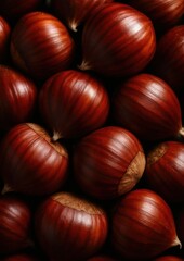 Obraz premium Glossy chestnuts in abundance.