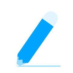 Minimalist blue pencil writing symbol. A flat vector graphic illustration for editing, creating, or signing a digital document.