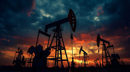 oil pump at sunset