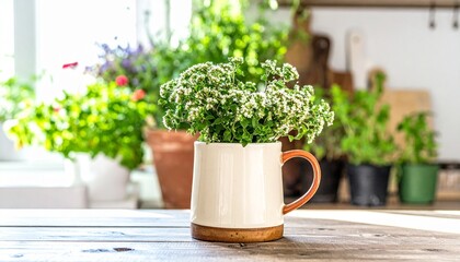 Oregano plant fresh green leaves
