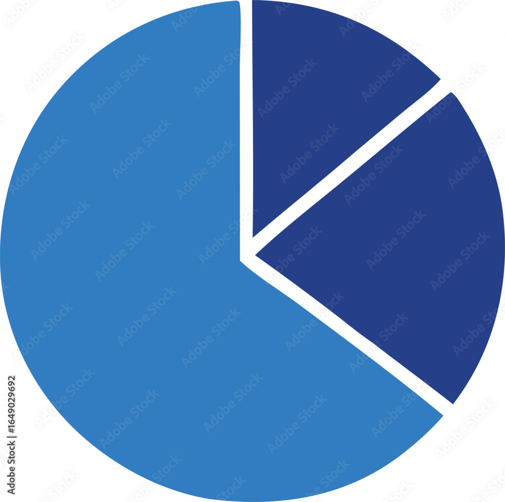 Poster a simple blue and dark blue pie chart illustrating proportions and data distribution with clear segm