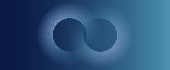 Abstract blue glowing geometric lines on dark blue background. Modern shiny blue circle lines pattern. Futuristic technology concept. Suit for cover, poster, banner, brochure, header, website. eps 10