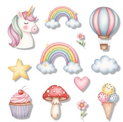 Fototapeta premium rainbow and clouds clipart