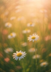 Fototapeta premium Dreamy daisies in golden light.
