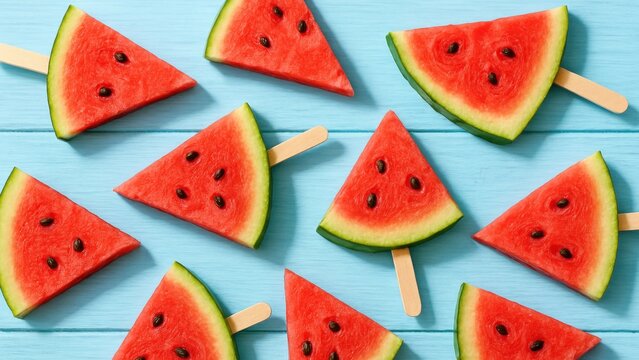 Refreshing watermelon popsicle slices. - Powered by Adobe