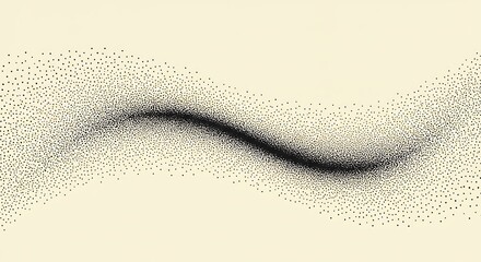 Abstract Stippled Wave of Particles Flowing in a Dynamic Gradient on a Cream Background.