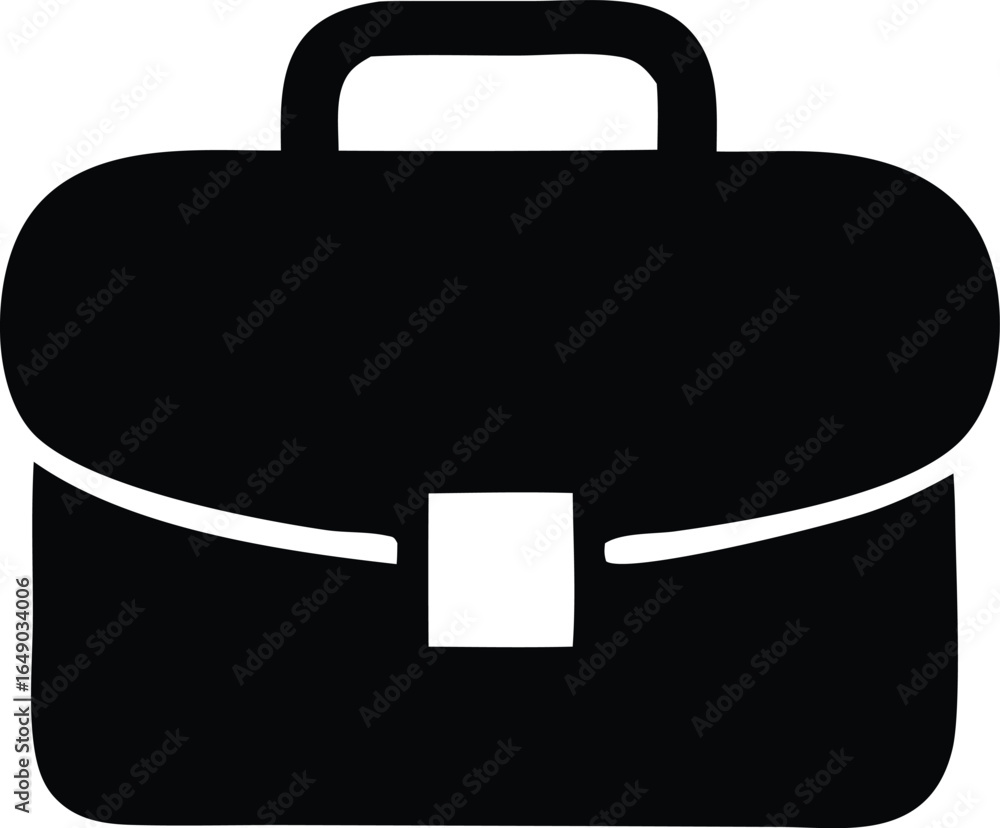 Poster simple black silhouette icon of a classic briefcase with a secure clasp and sturdy handle for busine