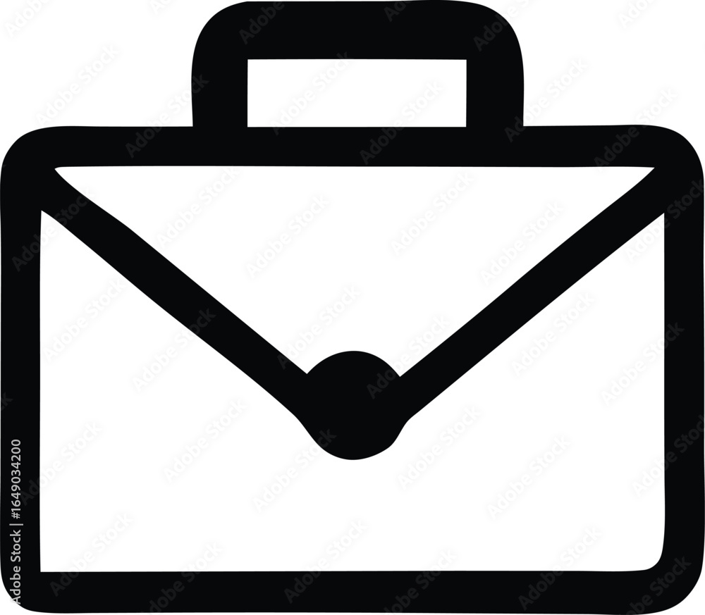 Poster simple hand drawn sketch of a classic briefcase or suitcase with a handle and clasp symbolizing busi