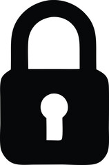 A simple black silhouette of a classic padlock with a keyhole representing security and protection