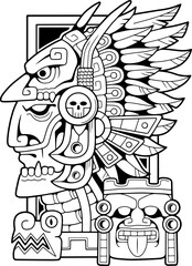 aztec god ethnic pattern coloring book
