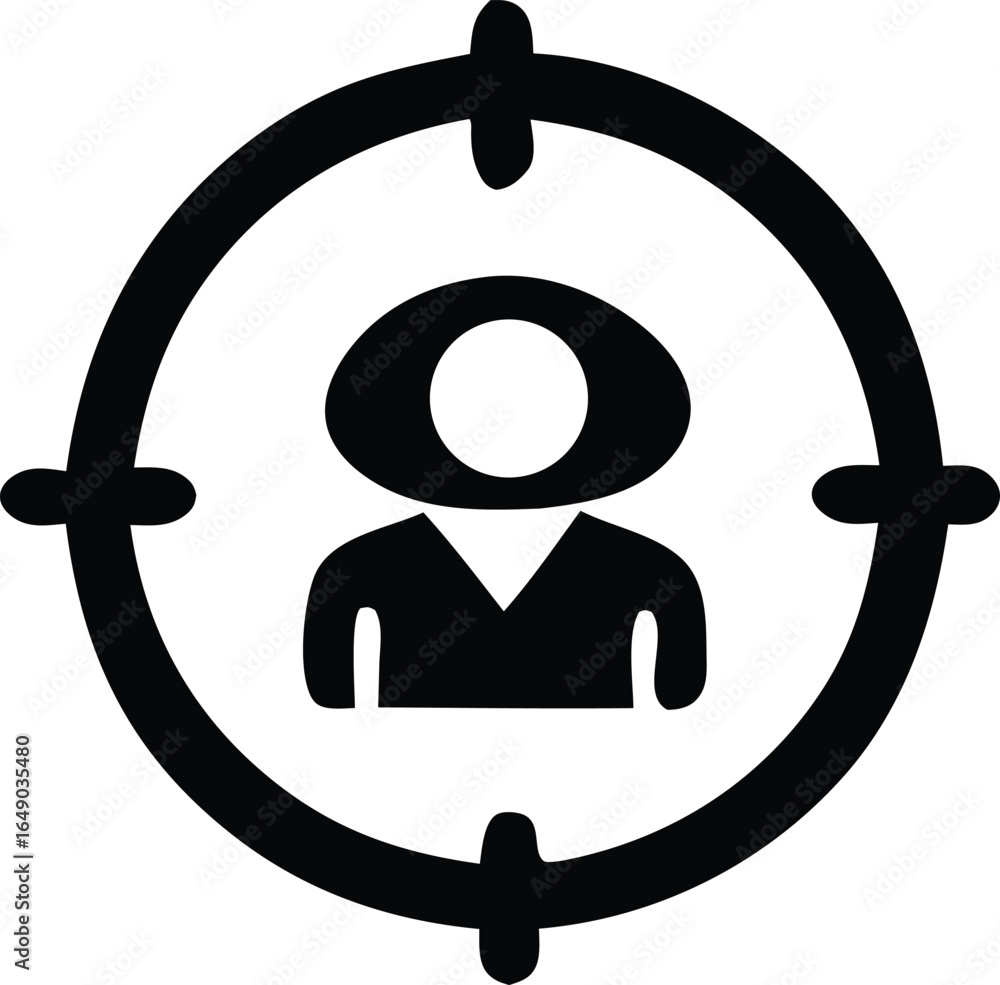 Aufkleber silhouette of a person within a target reticle symbolizing focus selection or a designated individua