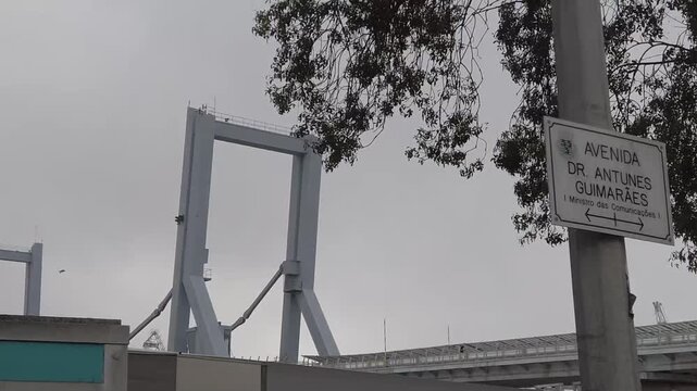 Slow Motion Tracking Shot of Leix&otilde;es Cargo Port, Portugal - 1719
