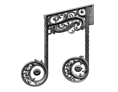 Retro Engraved Musical Note Artwork, isolated on transparent background PNG - Powered by Adobe