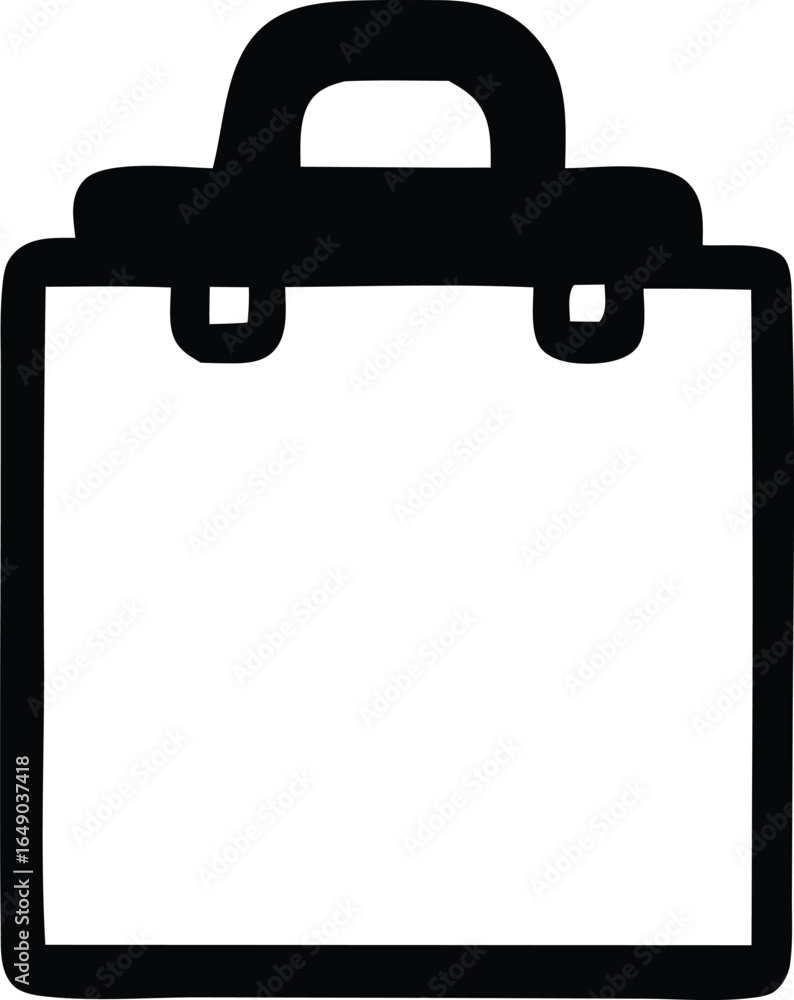 Poster simple black and white icon of a briefcase or suitcase with a handle and two buckles representing tr
