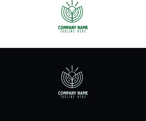 Green Leaf with Sun Logo NatureInspired Branding Concept
