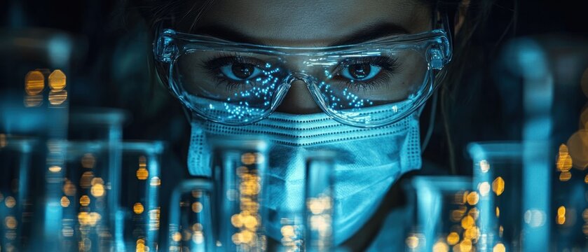 Focused Scientist in Lab: Research and Discovery in Biomedical Science