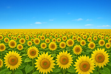 Obraz premium sunflowers field on sky 