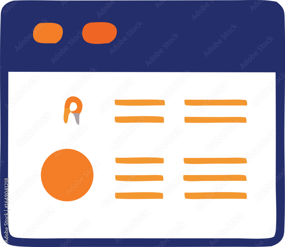 Aufkleber stylized illustration of a digital profile page with user avatar and text placeholders on a blue bro