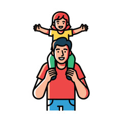 Happy Father's Day Dad and Daughter Fun Time Illustration