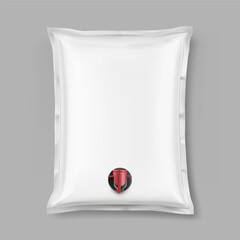Fototapeta na wymiar Stand up bag with butterfly tap for drinks. Vector illustration isolated on grey background. Easy to use for presentation your product, idea, promo, design. EPS10.