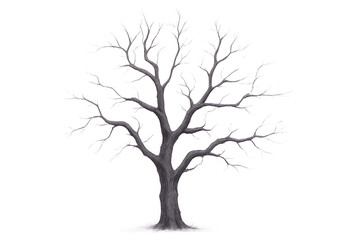 Obraz premium Photorealistic 3d rendering of bare tree silhouette, transparent background, minimalist natural element for graphic design projects