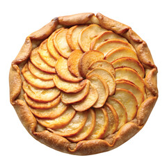 Fototapeta premium Rustic Apple Galette: A rustic apple galette with golden crust and sliced apple filling, crisp PNG