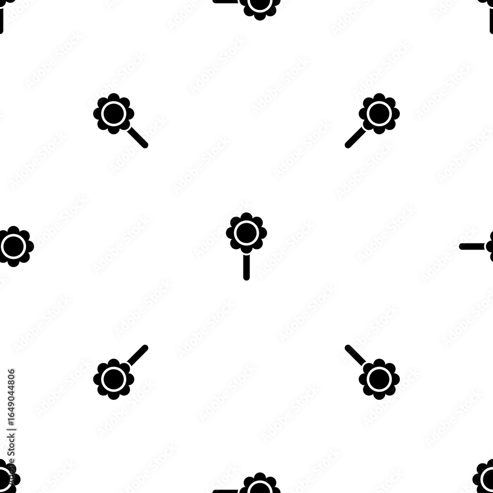 Poster seamless pattern of repeated black chamomile symbols. elements are evenly spaced and some are rotate