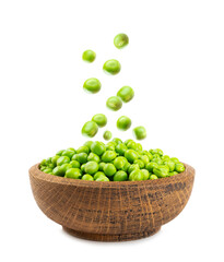 Fresh green pea pods with green peas isolated on white background. Sweet green peas. Green pea beans vegetables. Vegan. healthy vegetable