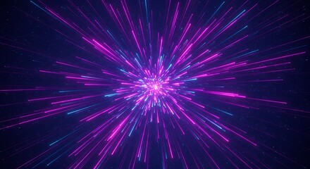 Radiant Hyperspace Burst of Pink and Blue Neon Light Trails