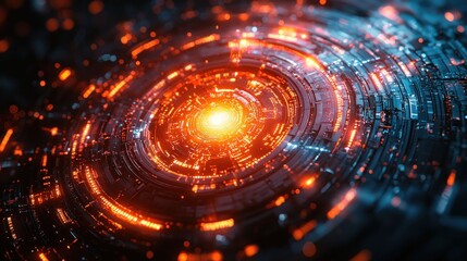 Obraz premium Futuristic Glowing Technology Core: Abstract Digital Art