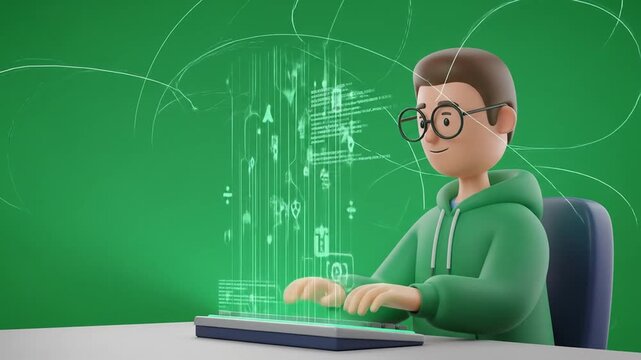 3D Character Coding with Virtual Interface on Green
