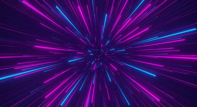 Futuristic Hyperspace Tunnel with Glowing Magenta and Blue Light Streaks - Powered by Adobe