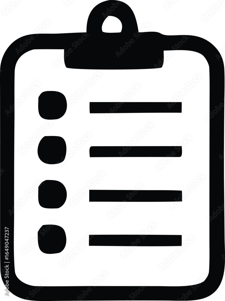 Poster simple hand drawn icon of a clipboard with a checklist or to do list featuring bullet points and lin