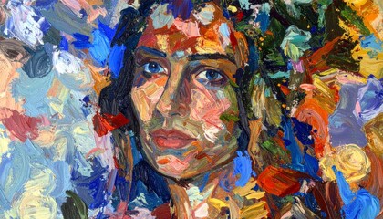 Artistic portrait painting of a man created with bold textured brush strokes.