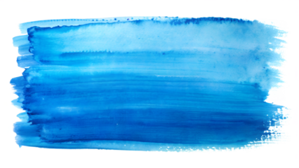 Blue Watercolor Brush Stroke Texture Gradient on Transparent Background