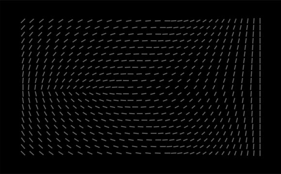 Magnetic field pattern with dipole flux lines. Abstract vector grid for physics and science visuals, tech backgrounds, UI and infographic design. Clean monochrome texture. Vector Illustration