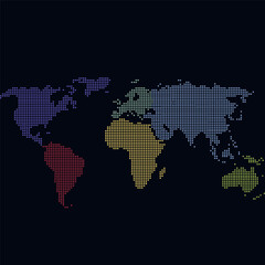 Dotted color world map vector	