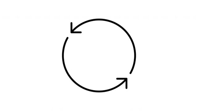 Black Bidirectional Loop Arrow Icon Animation with Transparent Background (Preview Shown on White)