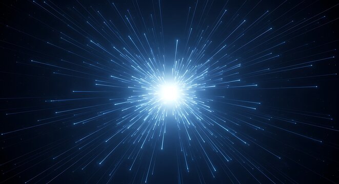 Radiant Blue Starburst of Light Streaks in a Digital Cosmos