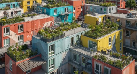 Fototapeta premium Urban greenery development modern city aerial view eco-friendly architecture vibrant community spaces