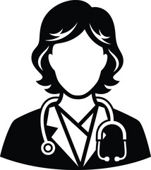 Obraz premium Illustration of a female doctor with stethoscope, a healthcare professional isolated on white background