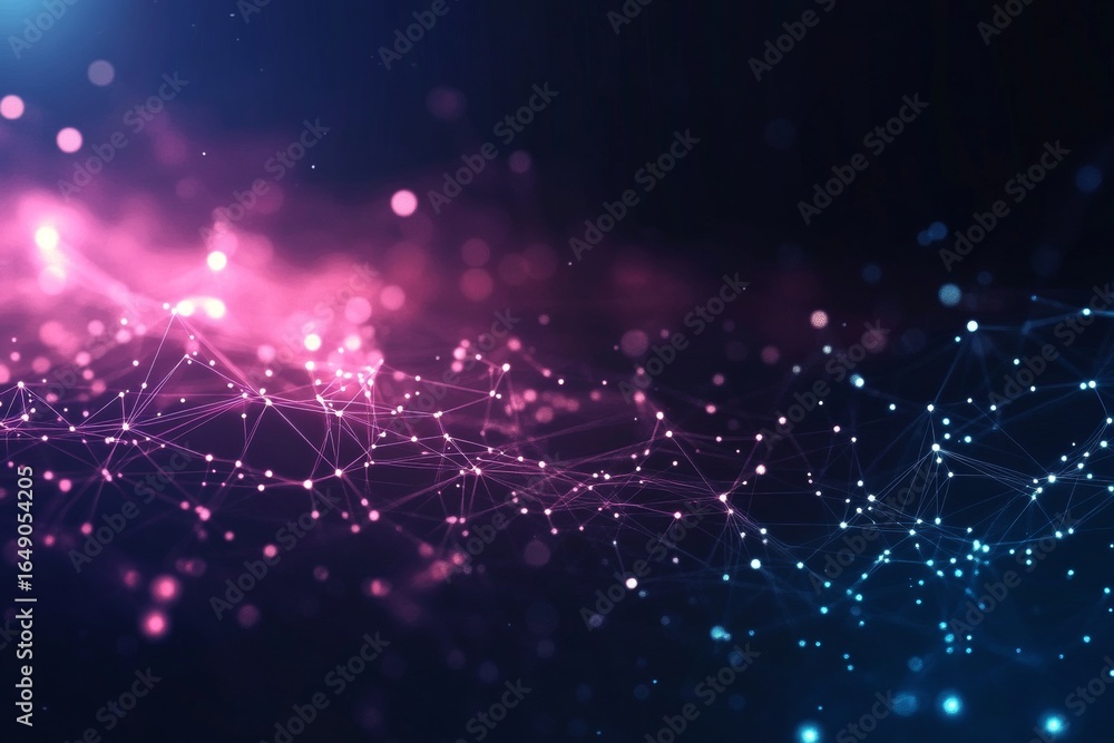 Poster futuristic technology network visualization with data integration and computational processes