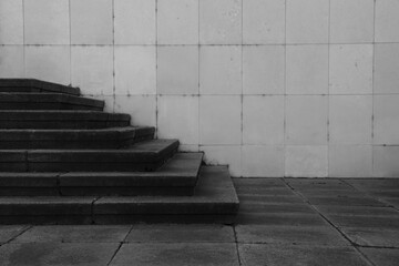 Abstract stairs in black and white, abstract steps, stairs in the city, granite stairs,wIde stone...
