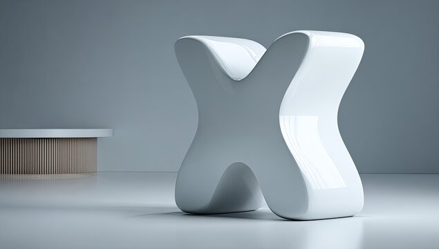 White 3D letter X on light gray floor - Powered by Adobe