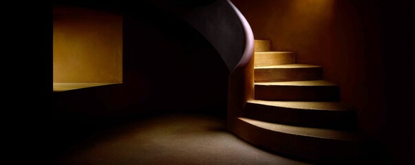 Elegant spiral staircase interior design modern architecture minimalist aesthetic soft lighting artistic perspective