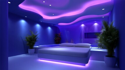 Relaxing blue bedroom design modern home interior design stylish ambiance contemporary view serenity concept for tranquil living