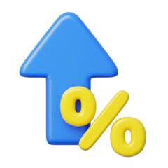Skyblue arrow pointing up with a yellow percentage symbol