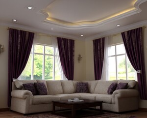Cozy living room design home interior 3d rendering modern style warm environment elegant view