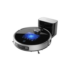 Fototapeta premium Modern robotic vacuum cleaner with charging dock isolated on transparent background