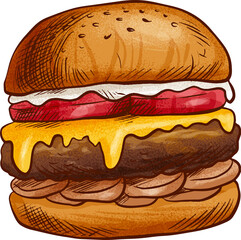 hamburger on white background